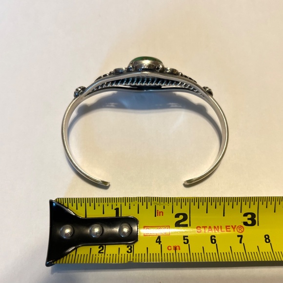 Navajo Sterling Silver Sonoran Gold Turquoise Bracelet Cuff by Robert Shakey - Picture 11 of 11